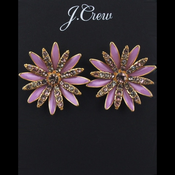 New JCREW Pink PAVÉ Daisy Stud Earrings - Picture 2 of 2